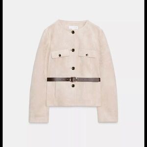 Zara Cream Blazer with Brown Belt